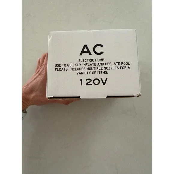 Electric Air Pump 120V AC Quick Fill Inflator Deflator with 3 Nozzles White - Picture 2 of 6